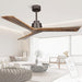 52 in. Wood Ceiling Fans without Lights, 3 Blade Ceiling Fan NO Light, Farmhouse Outdoor Ceiling Fans with Remote for Patio -59-ErisView