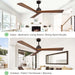 52 in. Wood Ceiling Fans without Lights, 3 Blade Ceiling Fan NO Light, Farmhouse Outdoor Ceiling Fans with Remote for Patio -63-ErisView