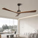 52 in. Wood Ceiling Fans without Lights, 3 Blade Ceiling Fan NO Light, Farmhouse Outdoor Ceiling Fans with Remote for Patio -64-ErisView