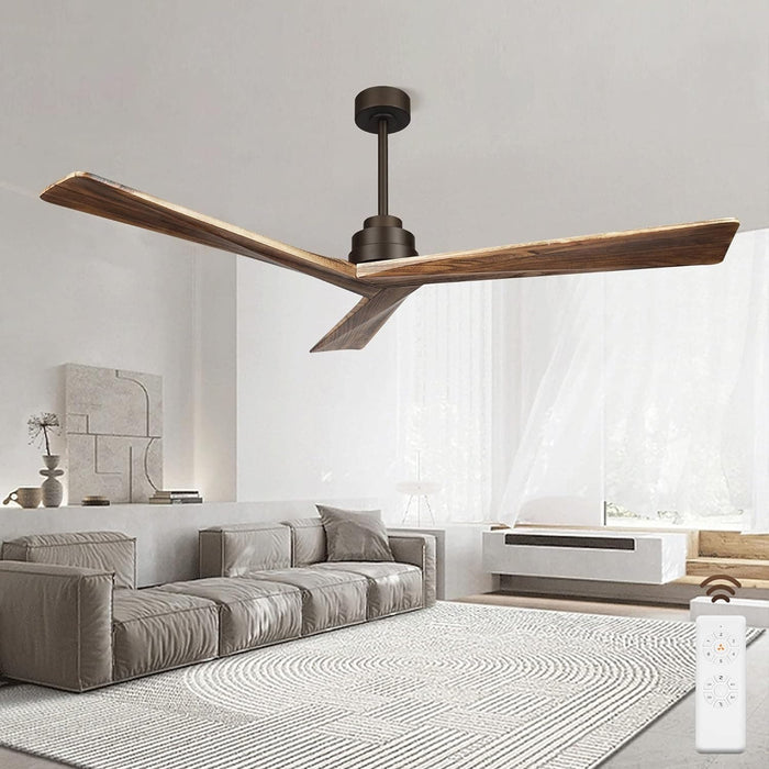 52 in. Wood Ceiling Fans without Lights, 3 Blade Ceiling Fan NO Light, Farmhouse Outdoor Ceiling Fans with Remote for Patio -66-ErisView
