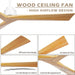 52 in. Wood Ceiling Fans without Lights, 3 Blade Ceiling Fan NO Light, Farmhouse Outdoor Ceiling Fans with Remote for Patio -70-ErisView
