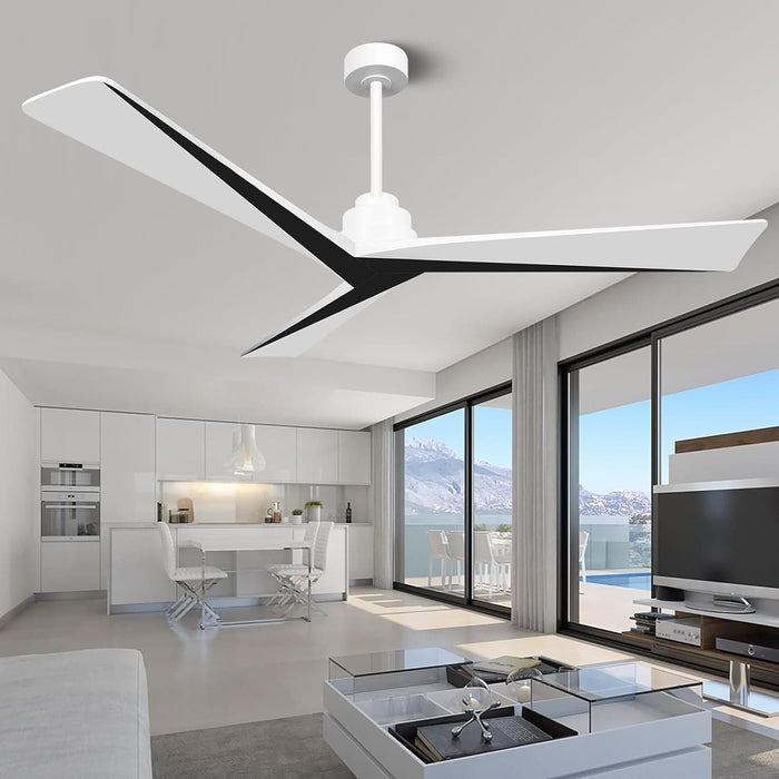 52 in. Wood Ceiling Fans without Lights, 3 Blade Ceiling Fan NO Light, Farmhouse Outdoor Ceiling Fans with Remote for Patio -72-ErisView