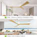 52 in. Wood Ceiling Fans without Lights, 3 Blade Ceiling Fan NO Light, Farmhouse Outdoor Ceiling Fans with Remote for Patio -76-ErisView