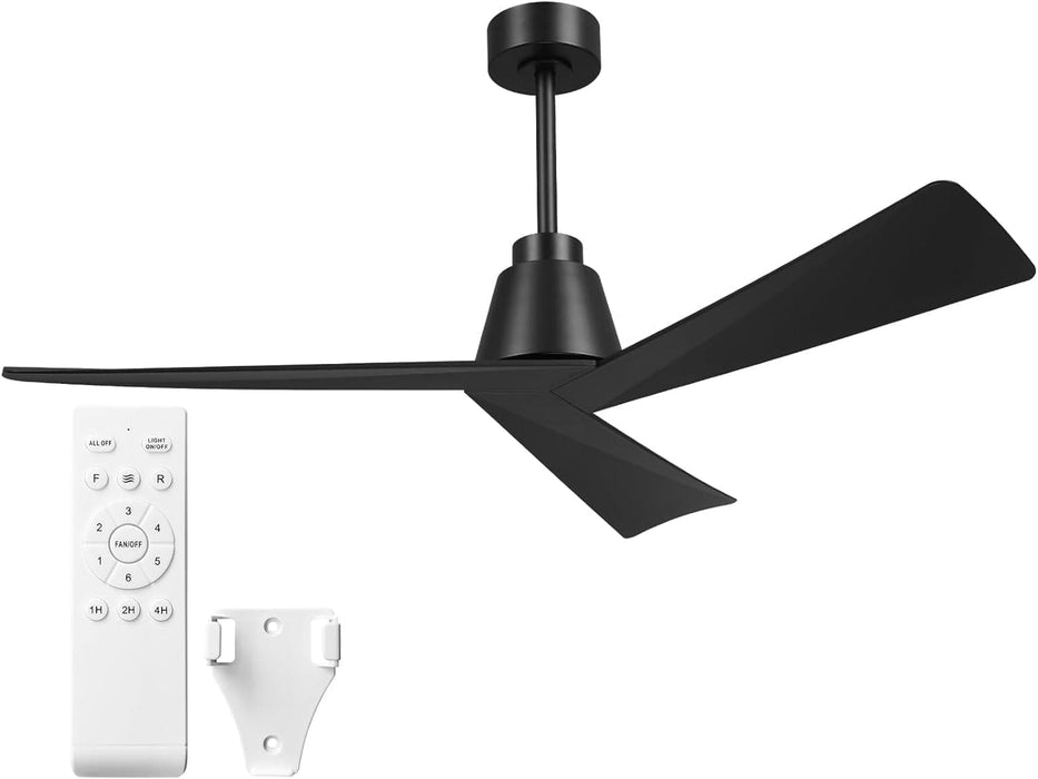 52 in. Wood Ceiling Fans without Lights, 3 Blade Ceiling Fan NO Light, Farmhouse Outdoor Ceiling Fans with Remote for Patio -8-ErisView