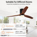 52 in. Wood Low Profile Ceiling Fan with Light and Remote, 3 Blades Flush Mount Ceiling Fan for Living Room Bedroom Dining Room-3-ErisView