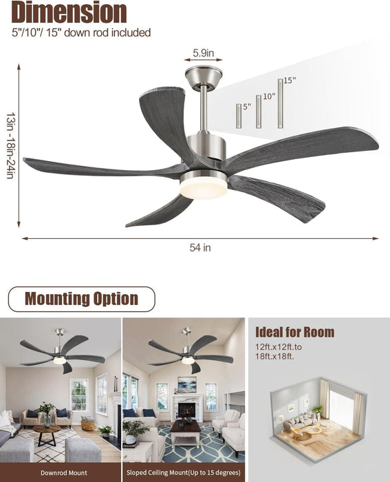 54 in. Black and Gold Ceiling Fan with Lights and Remote, Modern Ceiling Fan with 5 Wood Blades, New Ceiling Fans for Patio Bedroom-11-ErisView