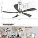 54 in. Black and Gold Ceiling Fan with Lights and Remote, Modern Ceiling Fan with 5 Wood Blades, New Ceiling Fans for Patio Bedroom-11-ErisView