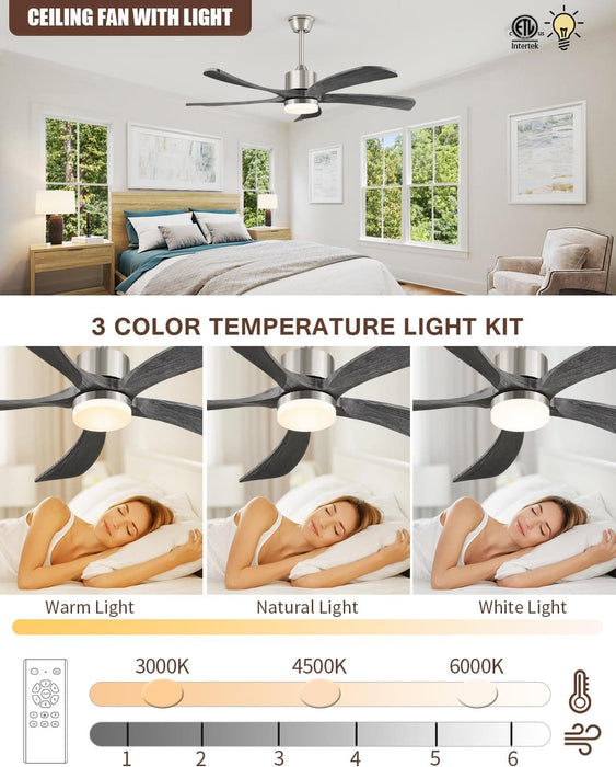 54 in. Black and Gold Ceiling Fan with Lights and Remote, Modern Ceiling Fan with 5 Wood Blades, New Ceiling Fans for Patio Bedroom-12-ErisView