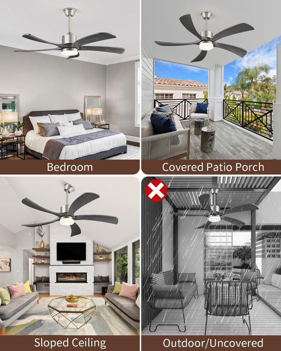 54 in. Black and Gold Ceiling Fan with Lights and Remote, Modern Ceiling Fan with 5 Wood Blades, New Ceiling Fans for Patio Bedroom-17-ErisView