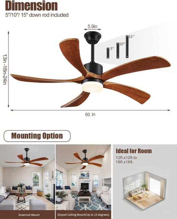 54 in. Black and Gold Ceiling Fan with Lights and Remote, Modern Ceiling Fan with 5 Wood Blades, New Ceiling Fans for Patio Bedroom-20-ErisView