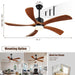 54 in. Black and Gold Ceiling Fan with Lights and Remote, Modern Ceiling Fan with 5 Wood Blades, New Ceiling Fans for Patio Bedroom-20-ErisView
