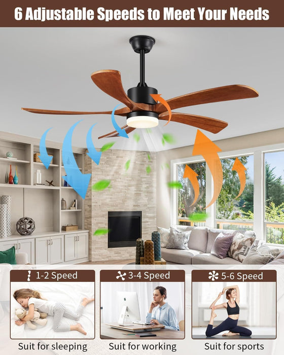 54 in. Black and Gold Ceiling Fan with Lights and Remote, Modern Ceiling Fan with 5 Wood Blades, New Ceiling Fans for Patio Bedroom-22-ErisView