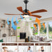 54 in. Black and Gold Ceiling Fan with Lights and Remote, Modern Ceiling Fan with 5 Wood Blades, New Ceiling Fans for Patio Bedroom-22-ErisView