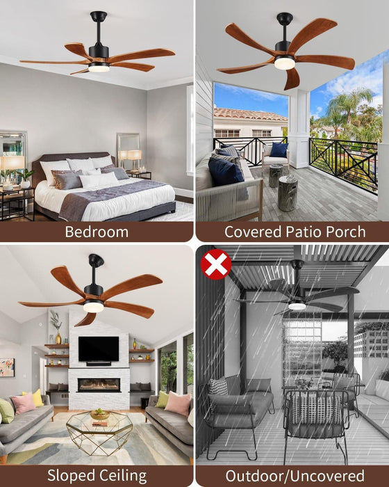 54 in. Black and Gold Ceiling Fan with Lights and Remote, Modern Ceiling Fan with 5 Wood Blades, New Ceiling Fans for Patio Bedroom-25-ErisView