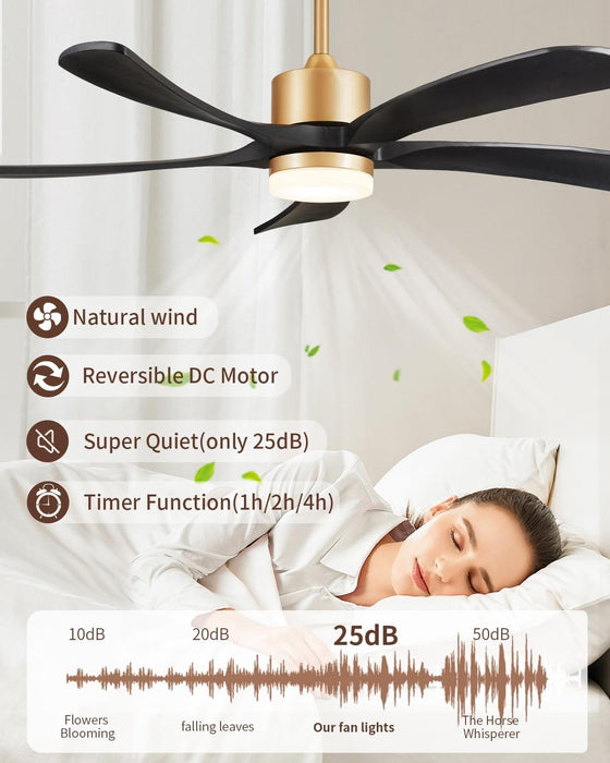54 in. Black and Gold Ceiling Fan with Lights and Remote, Modern Ceiling Fan with 5 Wood Blades, New Ceiling Fans for Patio Bedroom-7-ErisView