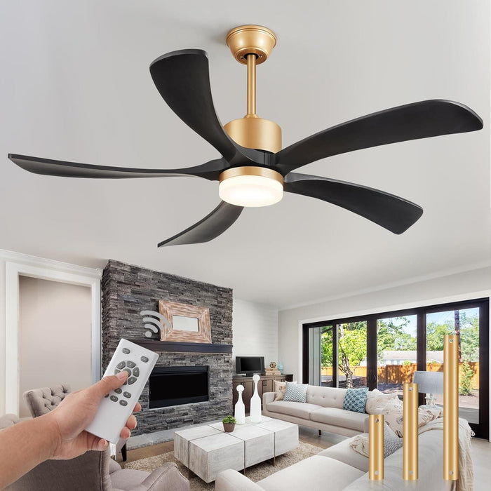 54 in. Black and Gold Ceiling Fan with Lights and Remote, Modern Ceiling Fan with 5 Wood Blades, New Ceiling Fans for Patio Bedroom-9-ErisView