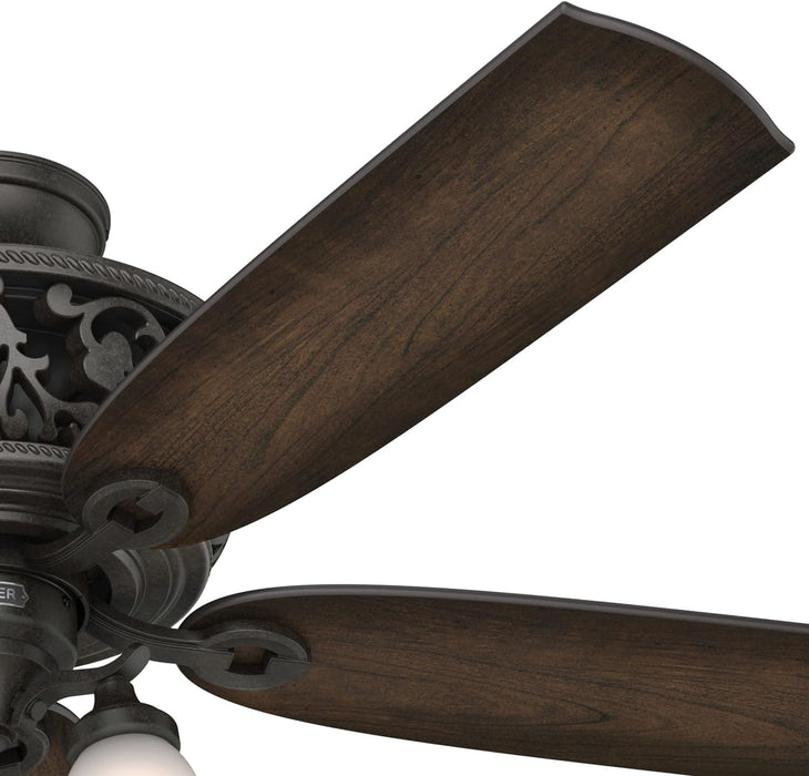54 in. Bronze Ceiling Fan with LED Light Kit and Handheld Remote, Hugger Ceiling Fan with Light-14-ErisView