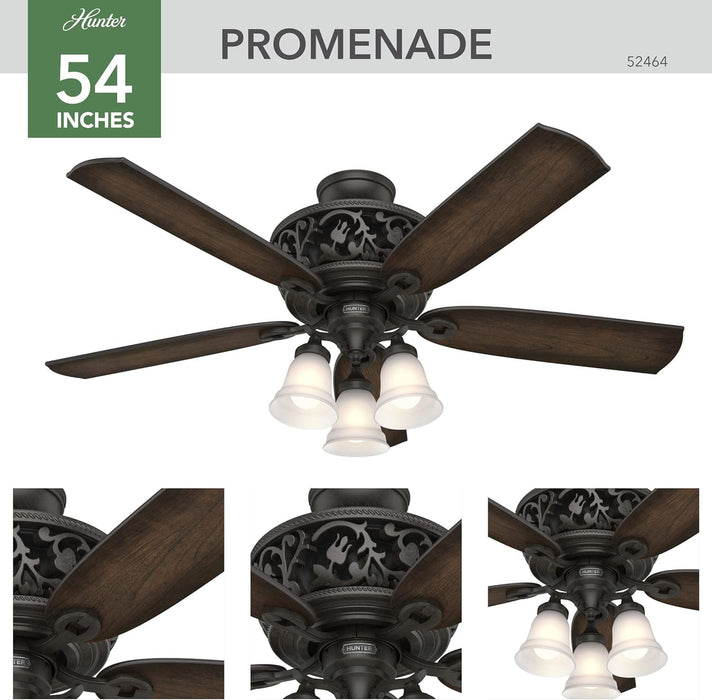 54 in. Bronze Ceiling Fan with LED Light Kit and Handheld Remote, Hugger Ceiling Fan with Light-3-ErisView