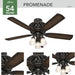 54 in. Bronze Ceiling Fan with LED Light Kit and Handheld Remote, Hugger Ceiling Fan with Light-3-ErisView