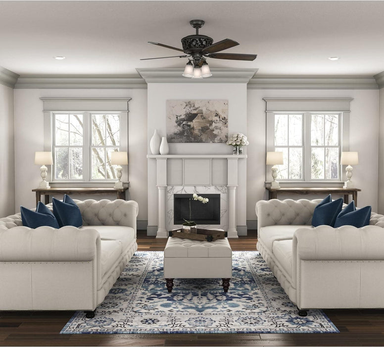 54 in. Bronze Ceiling Fan with LED Light Kit and Handheld Remote, Hugger Ceiling Fan with Light-4-ErisView