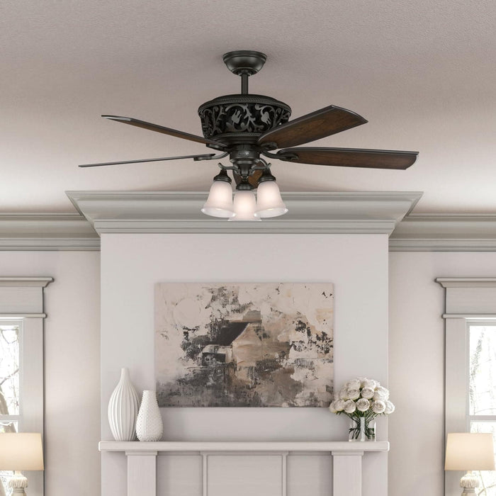 54 in. Bronze Ceiling Fan with LED Light Kit and Handheld Remote, Hugger Ceiling Fan with Light-5-ErisView