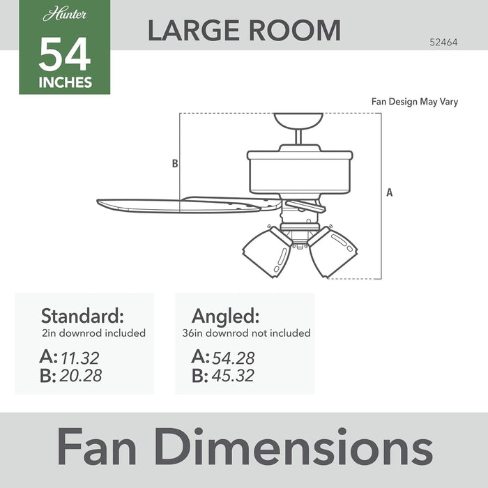 54 in. Bronze Ceiling Fan with LED Light Kit and Handheld Remote, Hugger Ceiling Fan with Light-9-ErisView