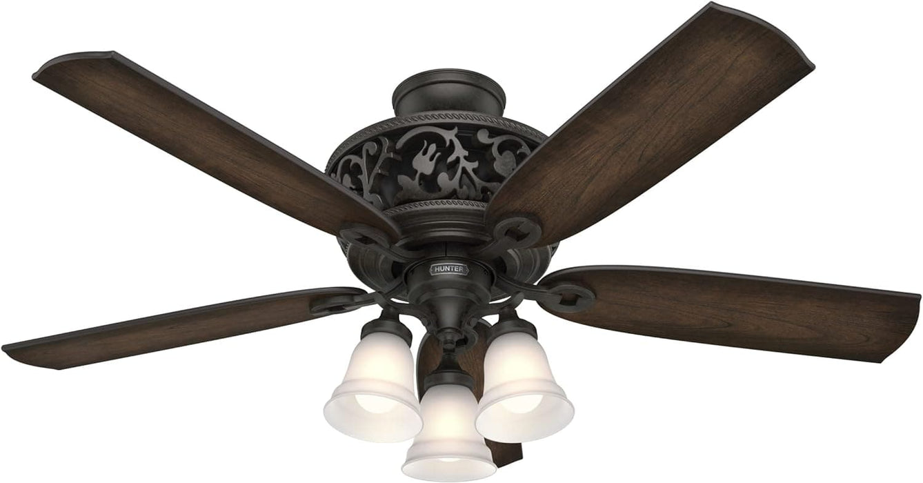 54 in. Bronze Ceiling Fan with LED Light Kit and Handheld Remote, Hugger Ceiling Fan with Light-1-ErisView