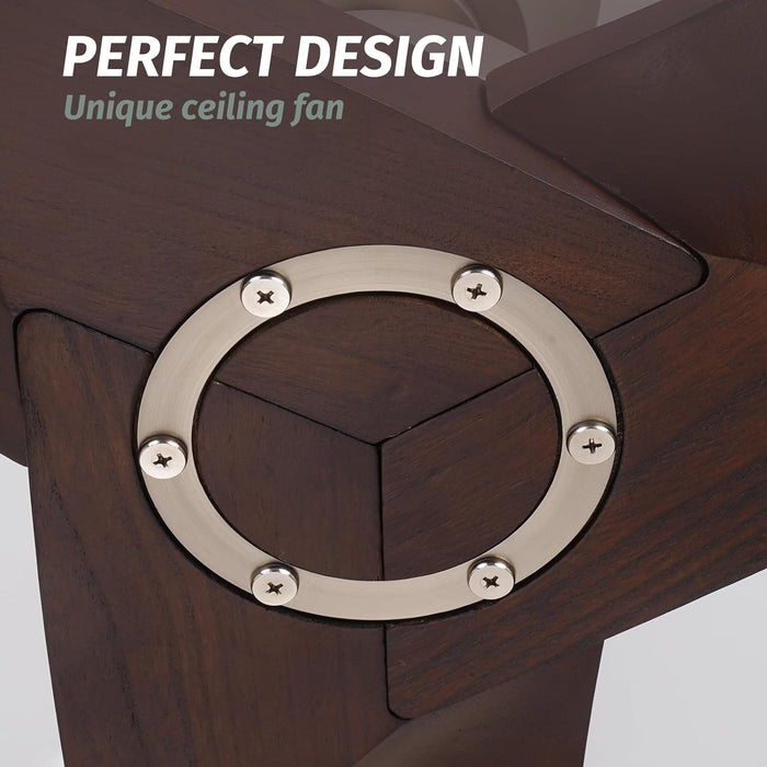 54 in. Ceiling Fan NO Light, Wood Reversible DC Ceiling Fan, Unique Ceiling Fan for Kitchen Bedroom Living Room-2-ErisView