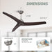 54 in. Ceiling Fan NO Light, Wood Reversible DC Ceiling Fan, Unique Ceiling Fan for Kitchen Bedroom Living Room-3-ErisView
