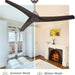 54 in. Ceiling Fan NO Light, Wood Reversible DC Ceiling Fan, Unique Ceiling Fan for Kitchen Bedroom Living Room-4-ErisView