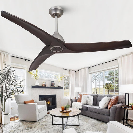 54 in. Ceiling Fan NO Light, Wood Reversible DC Ceiling Fan, Unique Ceiling Fan for Kitchen Bedroom Living Room-1-ErisView