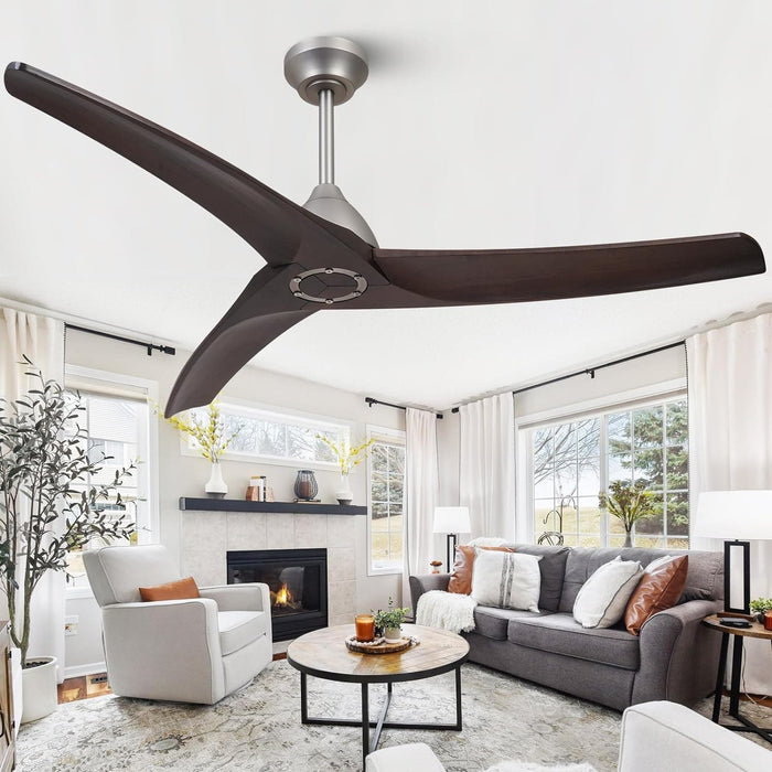 54 in. Ceiling Fan NO Light, Wood Reversible DC Ceiling Fan, Unique Ceiling Fan for Kitchen Bedroom Living Room-1-ErisView