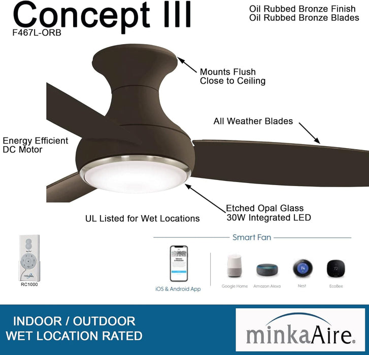 54 in. Ceiling Fan with Light Kit, Oil Rubbed Bronze Ceiling Fan with Hed Opal Glass-2-ErisView