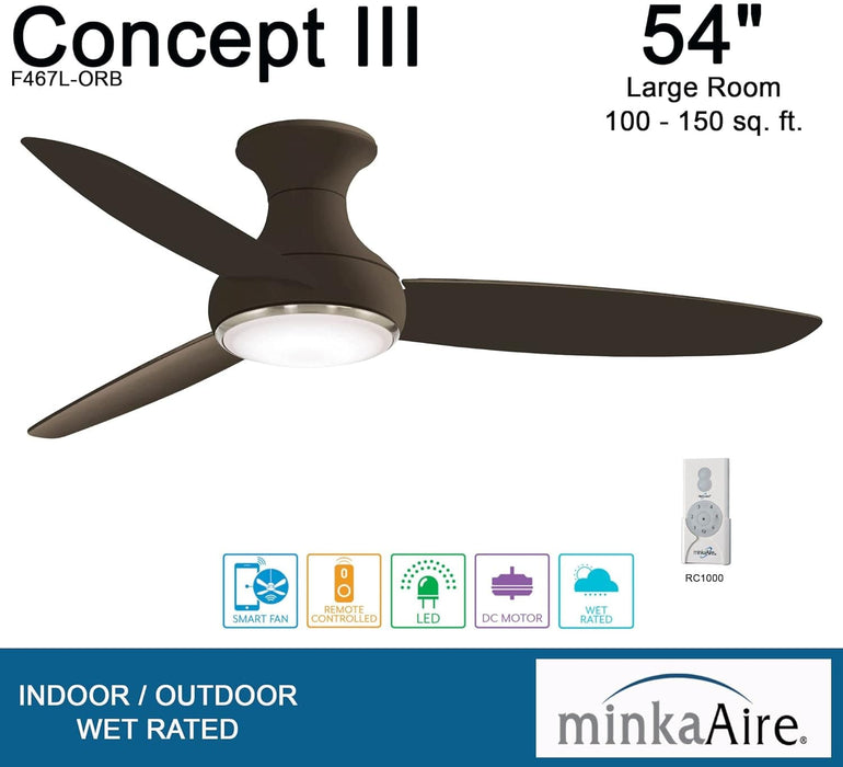 54 in. Ceiling Fan with Light Kit, Oil Rubbed Bronze Ceiling Fan with Hed Opal Glass-4-ErisView