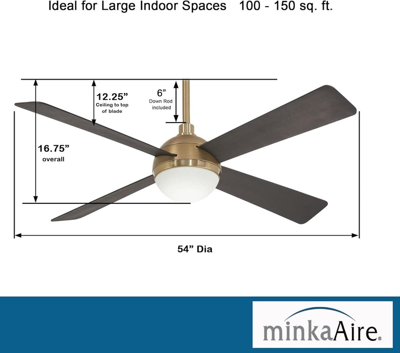 54 in. Ceiling Fan with Recessed Ceiling Fan LED Light, Brushed Brass Ceiling Fan-3-ErisView