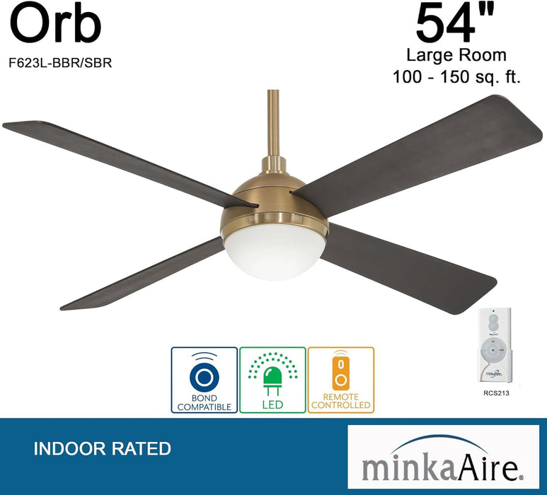 54 in. Ceiling Fan with Recessed Ceiling Fan LED Light, Brushed Brass Ceiling Fan-4-ErisView