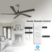 54 in. Ceiling Fans without Lights, Carved Solid Wood Reversible Ceiling Fan with Remote, Brass Ceiling Fan with Black Blades-11-ErisView