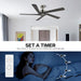 54 in. Ceiling Fans without Lights, Carved Solid Wood Reversible Ceiling Fan with Remote, Brass Ceiling Fan with Black Blades-15-ErisView