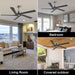 54 in. Ceiling Fans without Lights, Carved Solid Wood Reversible Ceiling Fan with Remote, Brass Ceiling Fan with Black Blades-16-ErisView