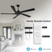 54 in. Ceiling Fans without Lights, Carved Solid Wood Reversible Ceiling Fan with Remote, Brass Ceiling Fan with Black Blades-20-ErisView