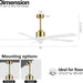 54 in. Ceiling Fans without Lights, Carved Solid Wood Reversible Ceiling Fan with Remote, Brass Ceiling Fan with Black Blades-29-ErisView