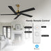 54 in. Ceiling Fans without Lights, Carved Solid Wood Reversible Ceiling Fan with Remote, Brass Ceiling Fan with Black Blades-2-ErisView