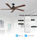 54 in. Ceiling Fans without Lights, Carved Solid Wood Reversible Ceiling Fan with Remote, Brass Ceiling Fan with Black Blades-37-ErisView