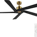 54 in. Ceiling Fans without Lights, Carved Solid Wood Reversible Ceiling Fan with Remote, Brass Ceiling Fan with Black Blades-1-ErisView