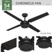 54 in. Chronicle Matte Black Outdoor Fan, Indoor Outdoor Ceiling Fans with Wall Control, Hugger Ceiling Fans-2-ErisView