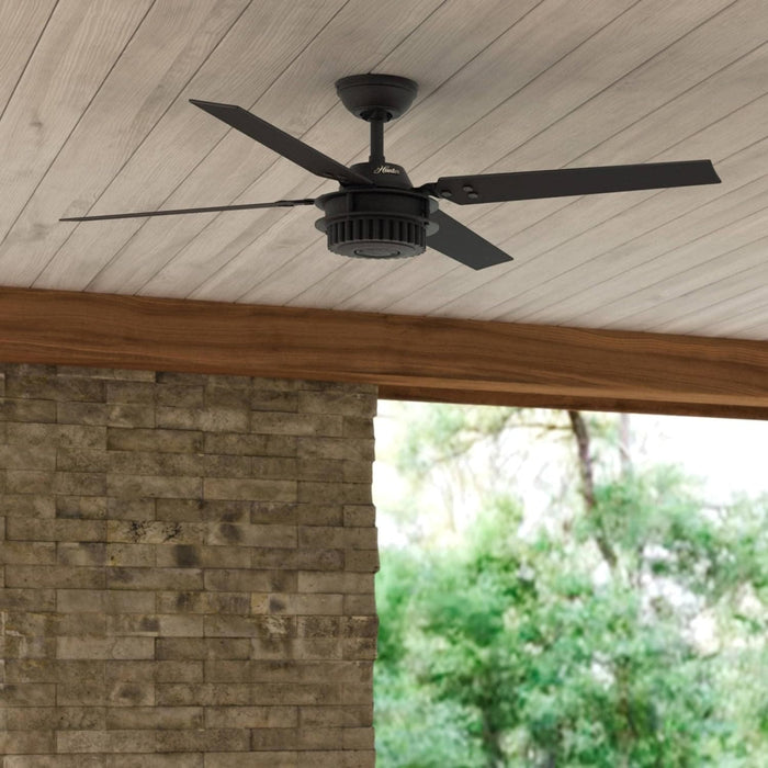 54 in. Chronicle Matte Black Outdoor Fan, Indoor Outdoor Ceiling Fans with Wall Control, Hugger Ceiling Fans-3-ErisView