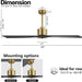 54 in. DC Ceiling Fan with Lights and Remote Control, Wood Modern Reversible Quiet Ceiling Fans, Brass Ceiling Fan with Black Blades-2-ErisView