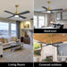54 in. DC Ceiling Fan with Lights and Remote Control, Wood Modern Reversible Quiet Ceiling Fans, Brass Ceiling Fan with Black Blades-8-ErisView