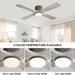 54 in. Flush Mount Ceiling Fans without Lights, 4 Reversible Carved Wood Blade Ceiling Fans, Quiet Hugger Ceiling Fan NO Light-12-ErisView