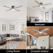 54 in. Flush Mount Ceiling Fans without Lights, 4 Reversible Carved Wood Blade Ceiling Fans, Quiet Hugger Ceiling Fan NO Light-15-ErisView